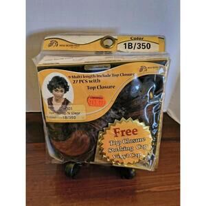 New Born Free 100% Human Hair Wig H301 Wrap N Wear 1B/350 27 Pcs W/ Top Closure